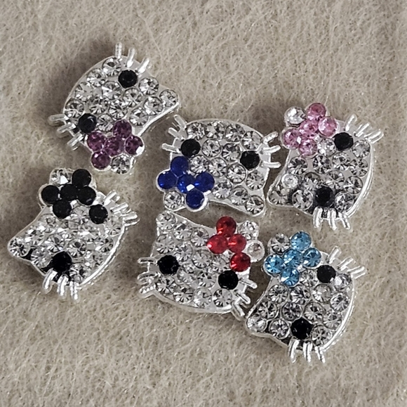 Hello Kitty Other - NWT 6pcs HELLO KITTY HEADS SILVER BLING NAIL ART CHARMS!
